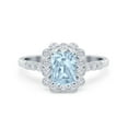 thumbnail image 1 of Halo Radiant Cut Wedding Ring Aquamarine CZ 925 Sterling Silver Size 7, 1 of 7