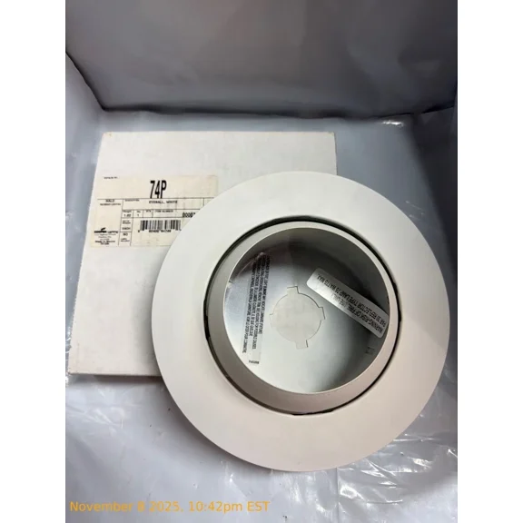 Halo Recessed 74P 6" Line Voltage Adjustable Eyeball 30 Degree Tilt Trim, White
