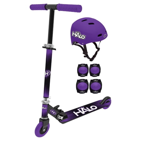 Halo Rise Above Scooter Combo - Purple - Including 1 Scooter, 1 Helmet, 2 Elbow Pads, 2 Knee Pads! Designed for Riders 5+, Up To 220lbs - Unisex