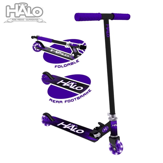 Halo Rise Above Supreme 100mm Wheel Inline Scooter - Purple - 220 lbs Max weight - Tween - Unisex