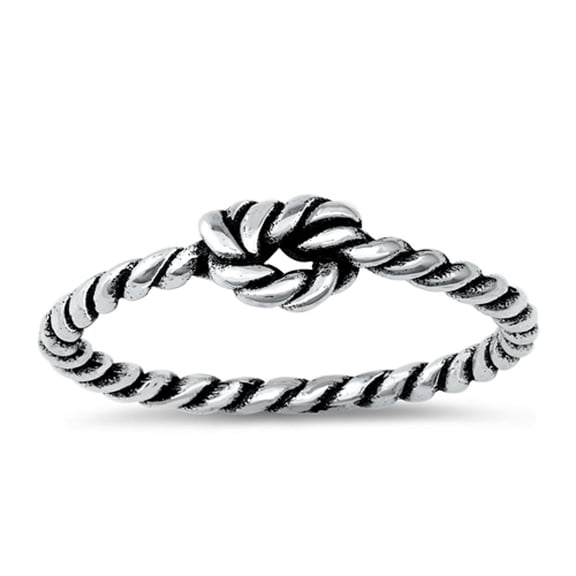 Halo Rope Knot Promise Ring .925 Sterling Silver Band Jewelry Female Male Unisex Size 4