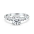 thumbnail image 1 of Halo Round Engagement Bridal Ring CZ 925 Sterling Silver Size 9, 1 of 7