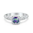 thumbnail image 1 of Halo Round Engagement Ring Rainbow CZ 925 Sterling Silver Size 6, 1 of 5