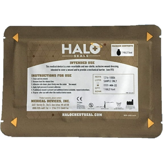 Halo Seal Chest Seal, Single Pack, IFAK kit Packaging