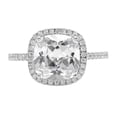 thumbnail image 1 of Halo Set Clear Cubic Zirconia Cushion Cut Simple Ring Sterling Silver Size 9, 1 of 4