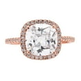 thumbnail image 1 of Halo Set Clear Cubic Zirconia Halo Ring Rose Gold-Toned Plated Sterling Silver Size 6, 1 of 3