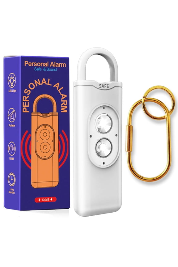 Halo-Siren Keychain, HaloSiren Personal Safety Alarm - 130db Loud Alarm Keychain with LED Strobe Light, Compact Emergency Siren (Double Flashing Lights - Black + Copper Ring)