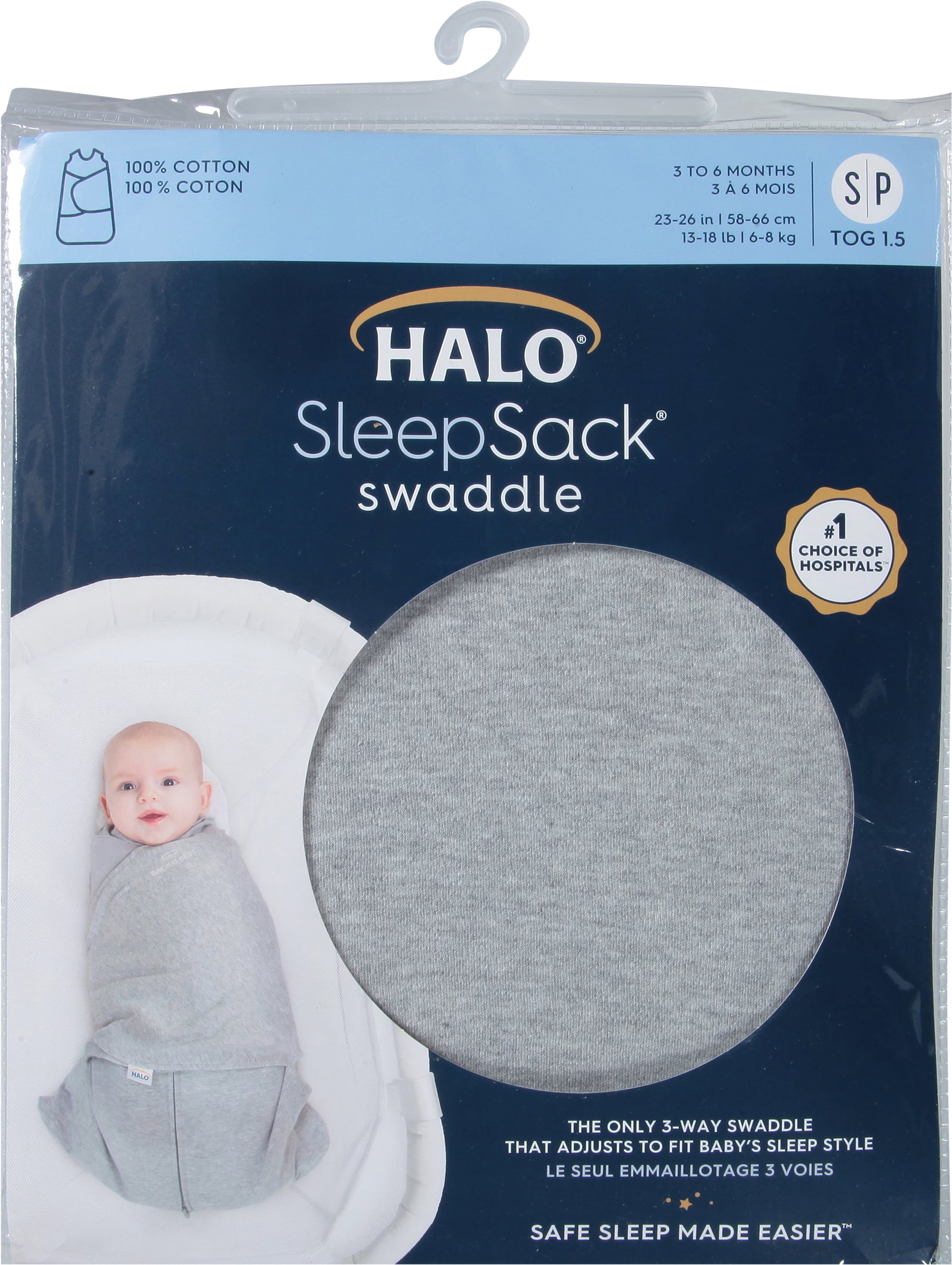 Halo SleepSack 3 to 6 Months Heather Gray Cotton Swaddle Small 1 ea