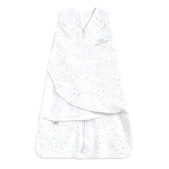 HALO Sleepsack Swaddle, 100 percent cotton, Midnight Moons Pink, Newborn Girls, 0-3 Months