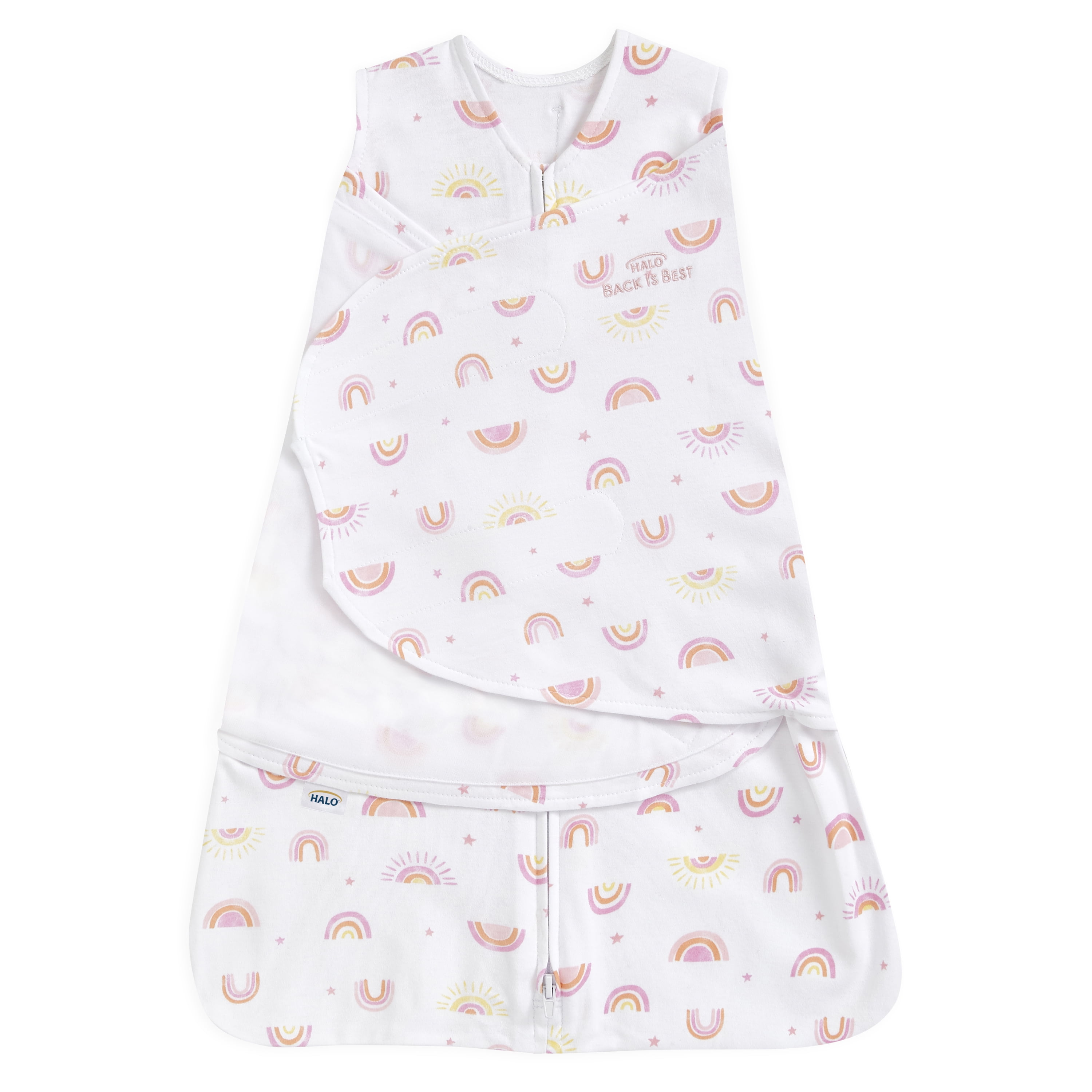 Halo® Sleepsack® Swaddle, 100 Cotton, Sunshine Rainbows, Infant Girls