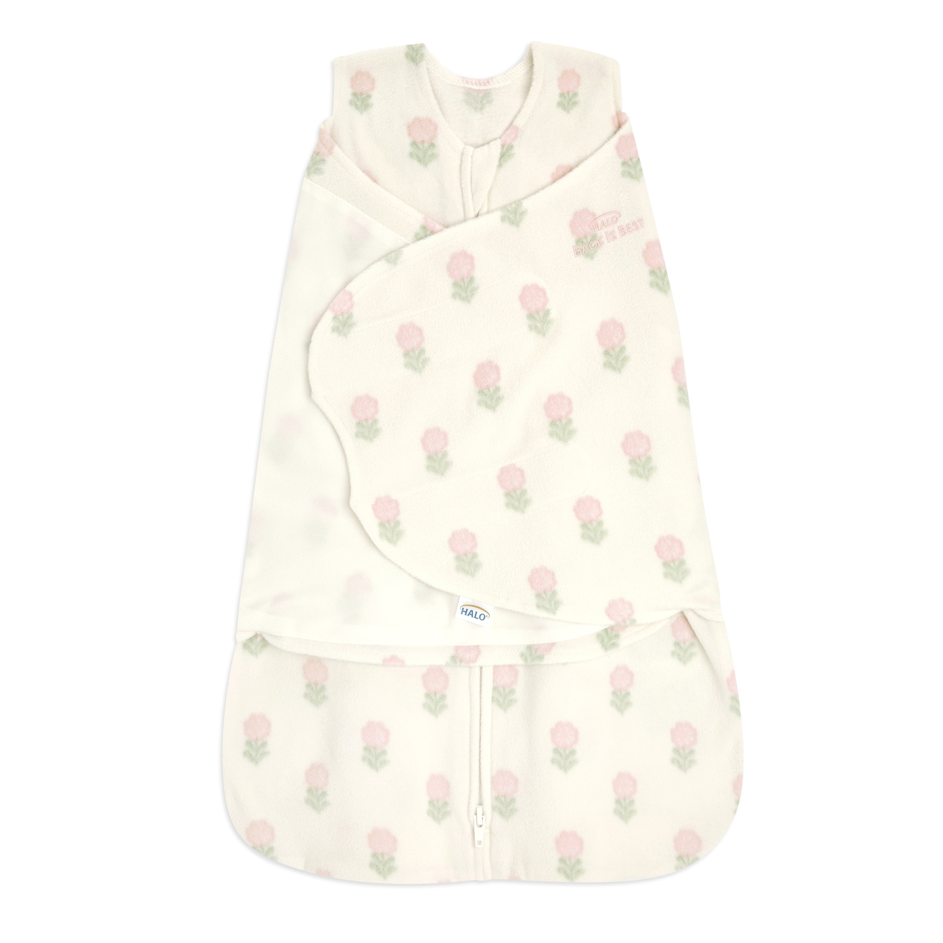 HALO SleepSack Swaddle, Micro-Fleece, Block Flower, Newborn Girls, 0-3 Months