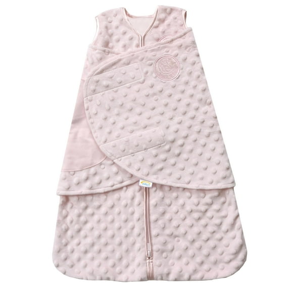 HALO SleepSack Swaddle, Plushy Dot Velboa, Pink, Girls, Small, 3-6 Months