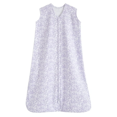 HALO Sleepsack Wearable Blanket, 100 percent cotton, Aster Flowers-Purple, Infant Girls, Small, 0-6 Months