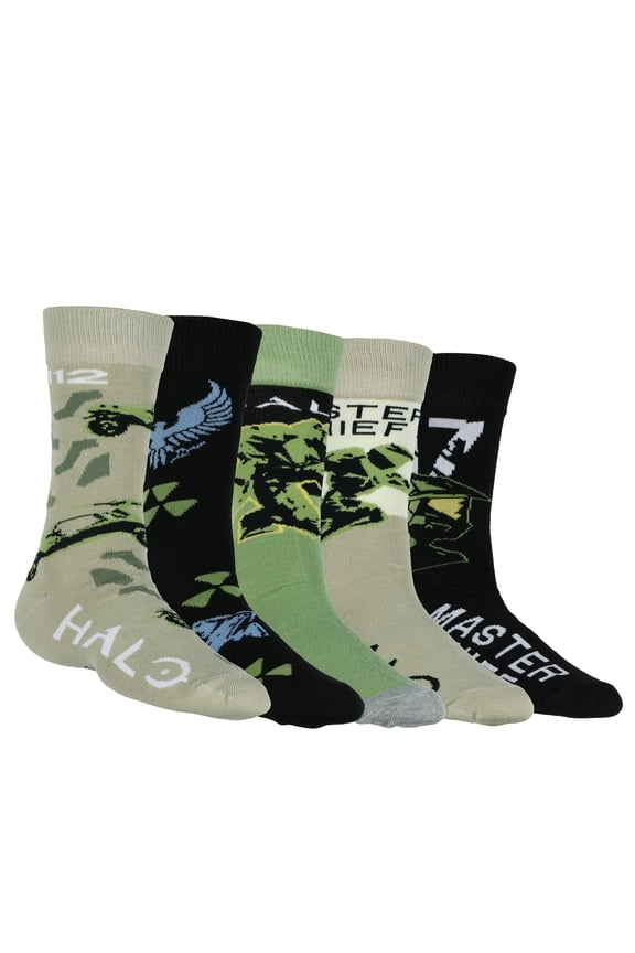 Halo Socks Men's Master Chief Military Game 5-Pair Pack Mid-Calf Crew Socks