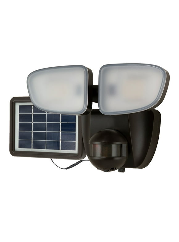 Halo Solar Outdoor LED Twin Head Flood and Security Light 180 Degree Motion Sensor 1000 Lumens