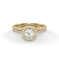 thumbnail image 1 of Halo Solitaire Bridal Ring Set, 1.05 Cttw Lab Created Moissanite Engagement Wedding Rings for Women In 14K Yellow Gold Over Sterling Silver VVS1 Quality Ring Size-9.5, 1 of 6