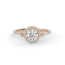Halo Solitaire Engagement Ring, 0.95 Cttw Round Cut Lab Created Moissanite Rings for Women In 14K Solid Rose Gold VVS1 Quality Ring Size-7.5