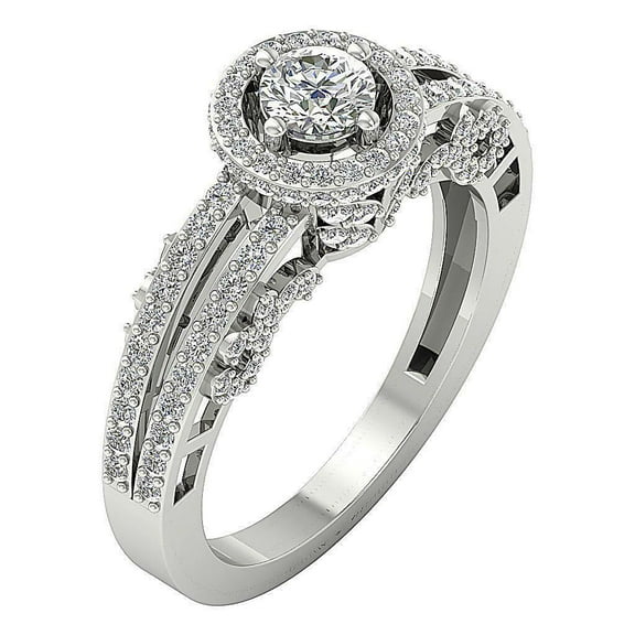Halo Split Shank Women's Engagement Ring 1.8 Ct Diamond 14K White Gold Over