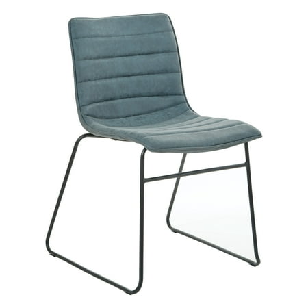 Halo Stacking Chair in Navy Blue Faux Leather with Black Base 2 Pack