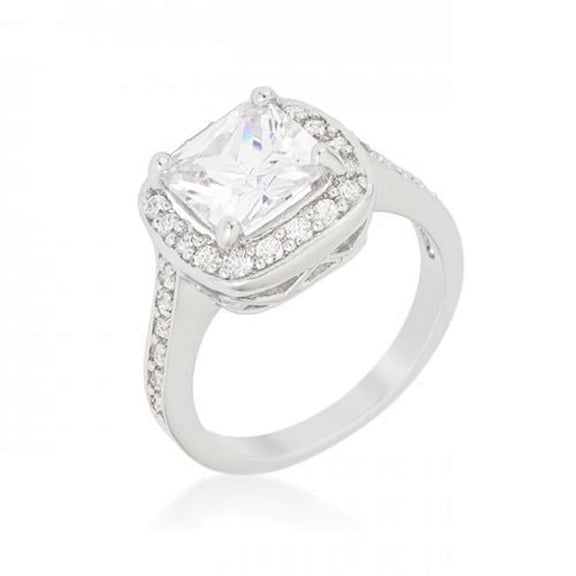 Halo Style Cushion Cut Engagement Ring - Size 6