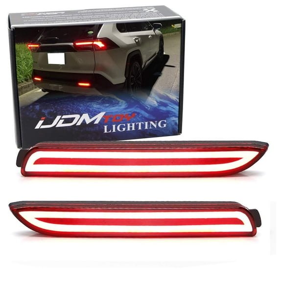 Halo Style Red Lens LED Bumper Reflector Lights For Lexus RC NX IS-F & For Toyota RAV4 Sienna Matrix, Function as Tail & Brake Lamps