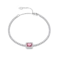 thumbnail image 1 of Halo Tennis Chain Bracelet for Women Adjustable Sterling Silver Pink CZ Ginger Lyne Collection, 1 of 6