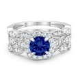 thumbnail image 1 of Halo Three Piece Round Set Blue Sapphire CZ Ring 925 Sterling Silver Size 12, 1 of 4