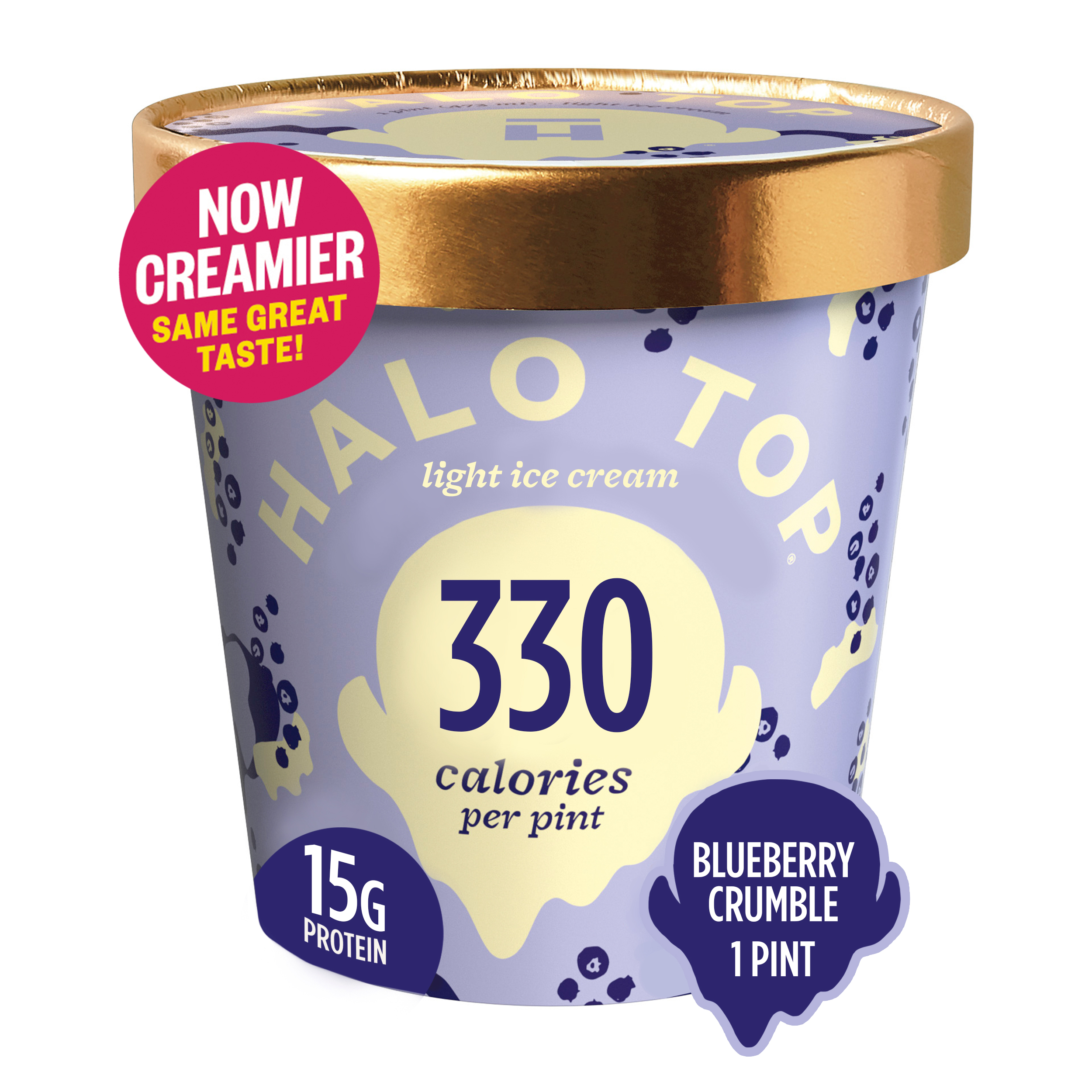 Halo Top Blueberry Crumble Light Ice Cream, 16 fl oz Pint - image 1 of 7