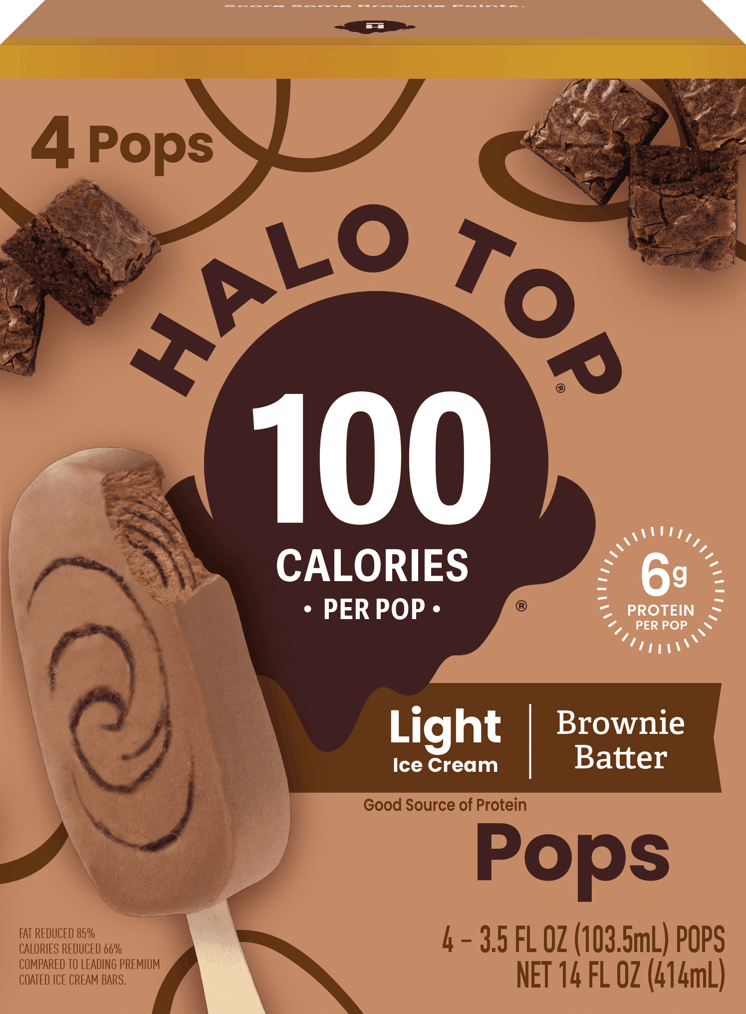 Halo Top Brownie Batter Light Ice Cream Pops, 14 fl oz 4 Pack