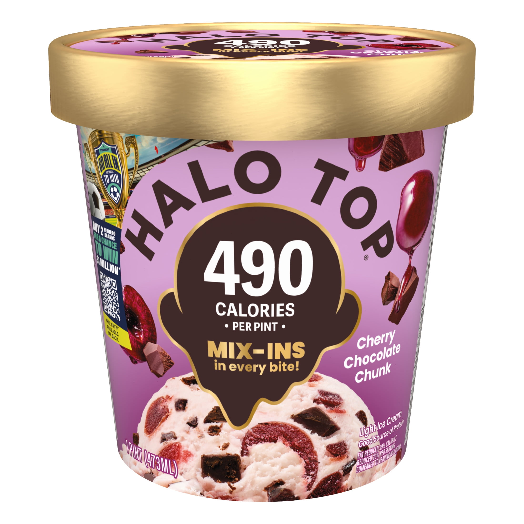 Halo Top Cherry Chocolate Chip Chunk Light Ice Cream, Lower