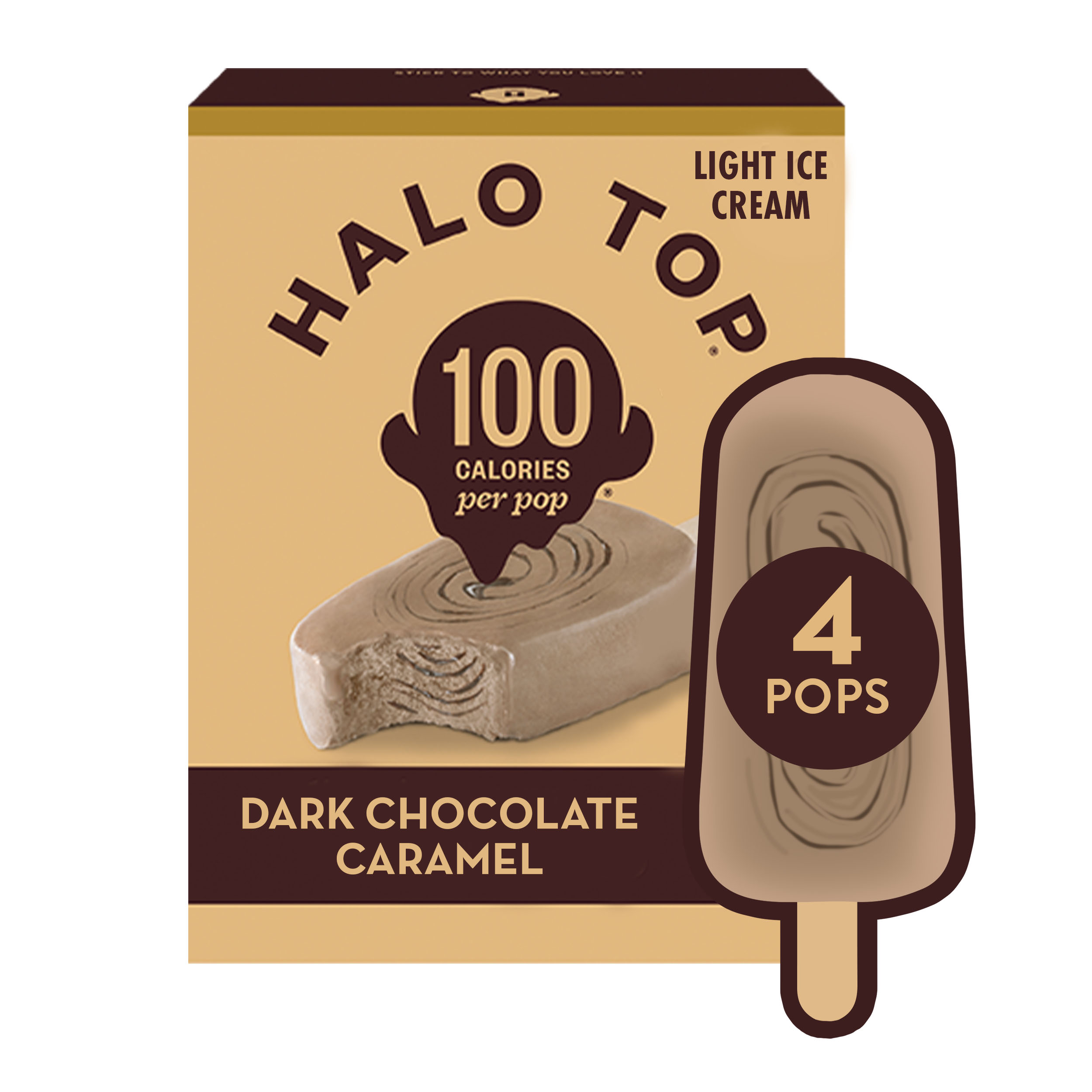 Halo Top Dark Chocolate Caramel Light Ice Cream Pops, 17.5 fl oz 4 Pack ...