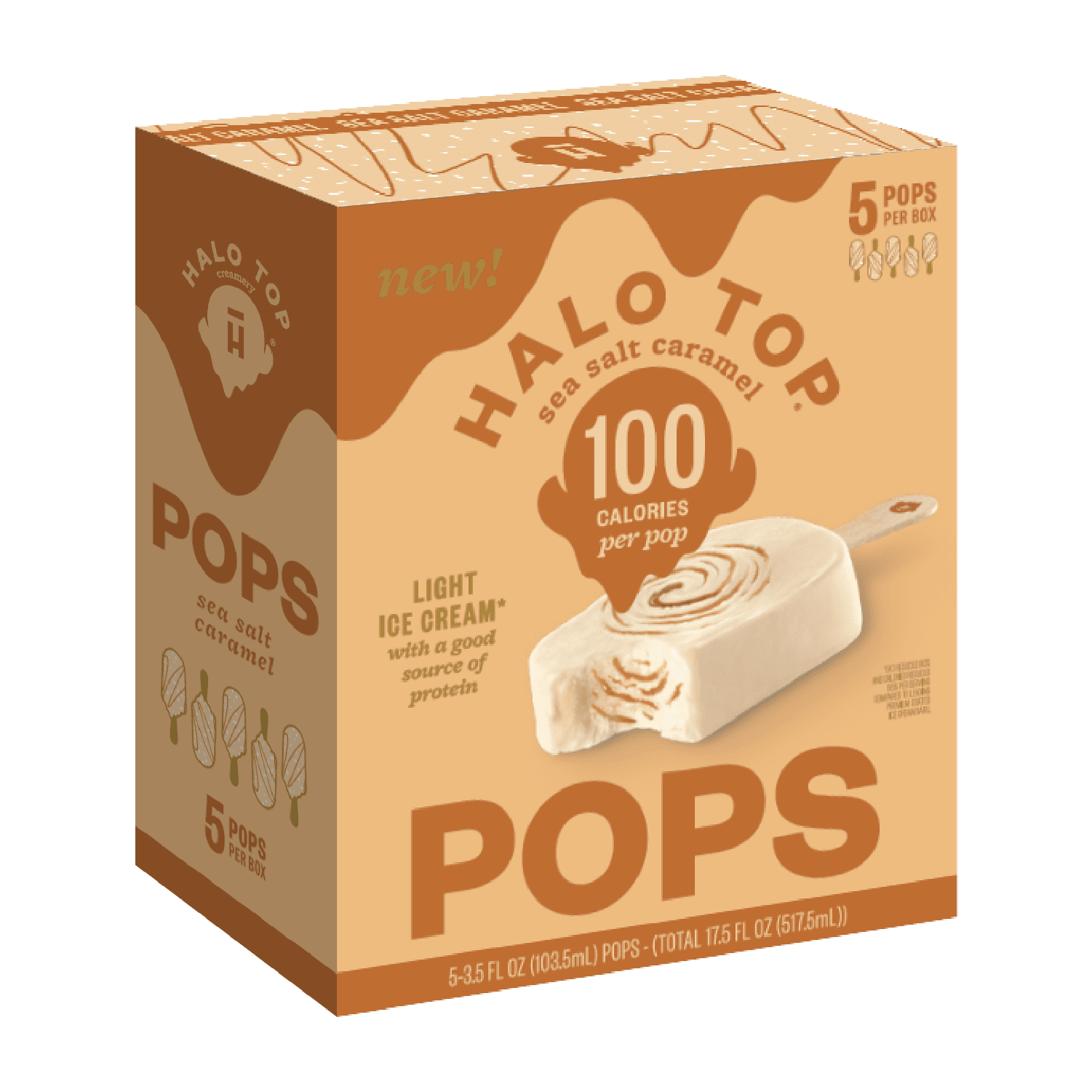 Halo Top Sea Salt Caramel Light Ice Cream Pops, 17.5 fl oz 4 Pack