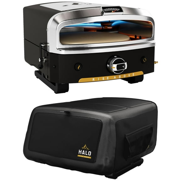Halo Versa 16 Pizza Oven w/Patented Dual Burner System and Rotating Stone + Halo Versa 16 Outdoor Pizza Oven Cover