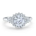 thumbnail image 1 of Halo Vintage Engagement Ring Round Simulated CZ 925 Sterling Silver Size 10, 1 of 4
