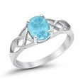 thumbnail image 1 of Halo Vintage Style Wedding Ring Larimar CZ 925 Sterling Silver Size 8, 1 of 5