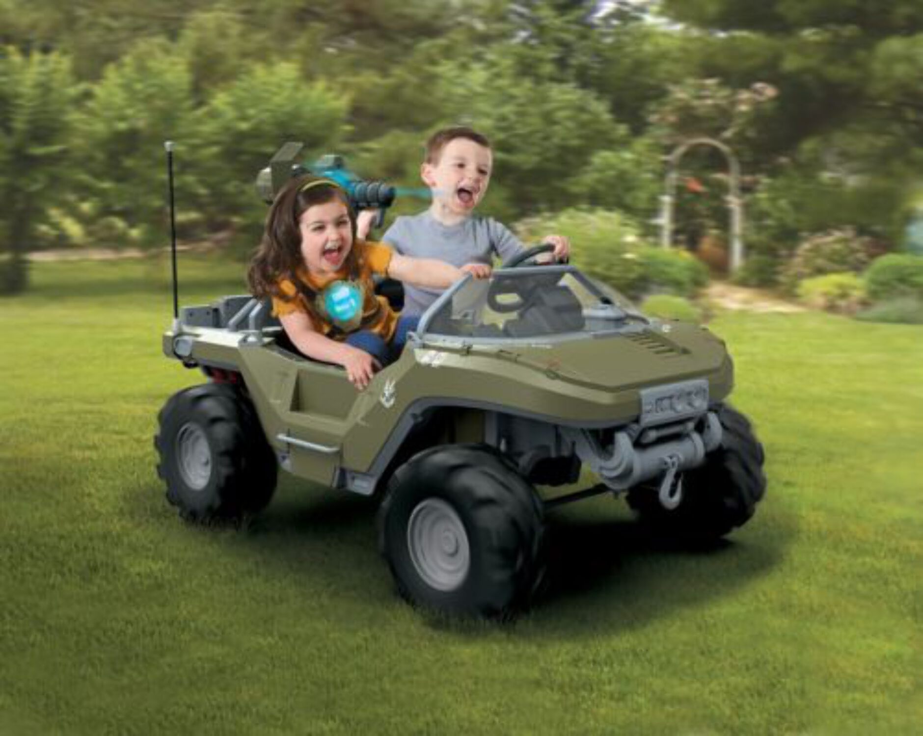 Halo Warthog Electric Ride-On Vehicle with Laser Tag Gun and Body Armor