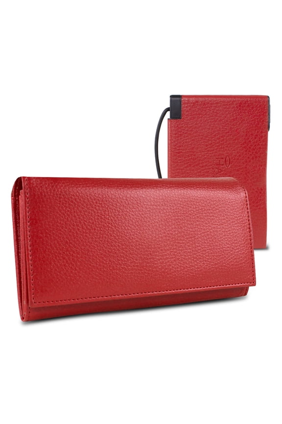 Halo Women's RFID Hack-Proof Power Wallet w/ 3000mAh Power Bank and Cable Red