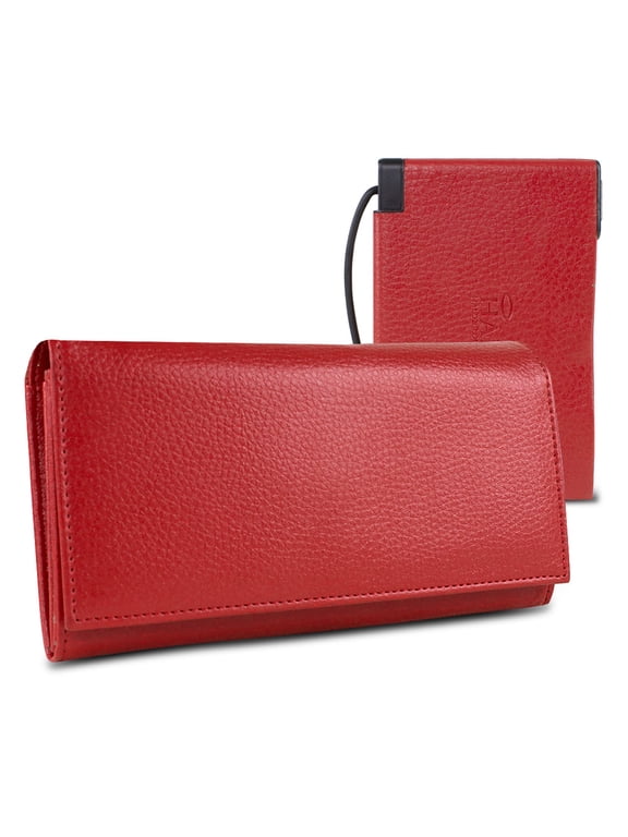 Halo Women's RFID Hack-Proof Power Wallet w/ 3000mAh Power Bank and Cable Red