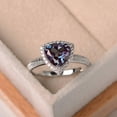 thumbnail image 1 of Halo ring, trillion cut,alexandrite wedding ring, sterling silver, June birthstone,, 1 of 4