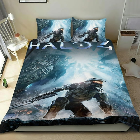 Halo-themed Bed Sheet Set Three Piece Set Comfortable And Skin Friendly Unique Design Home Decor Gifts For Family Friends fans36x75Inches90cm*190cm