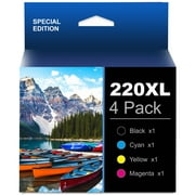HaloFox Compatible Epson 220 Ink Cartridges Replacement for WF-2760 WF-2750 WF-2630 WF-2650 WF-2660 XP-320 XP-420 XP-424 (1Black,1Cyan,1Magenta,1Yellow)