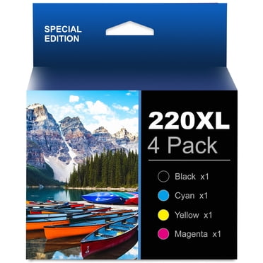 HaloFox Compatible Epson 220 Ink Cartridges Replacement for WF-2760 WF-2750 WF-2630 WF-2650 WF-2660 XP-320 XP-420 XP-424 (1Black,1Cyan,1Magenta,1Yellow)