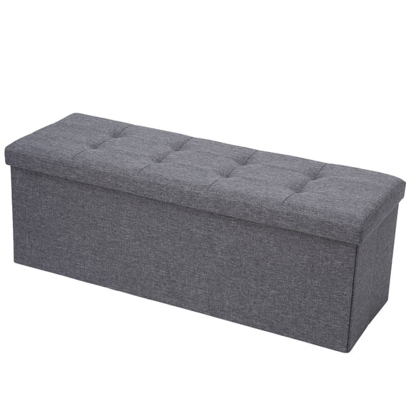 HaloHarness 30/31.4/43'' Inches Ottoman Storage Bench, Folding Design Chest Faux Leather Ottomans Footrest for Bedroom Living Room Office,Entryway