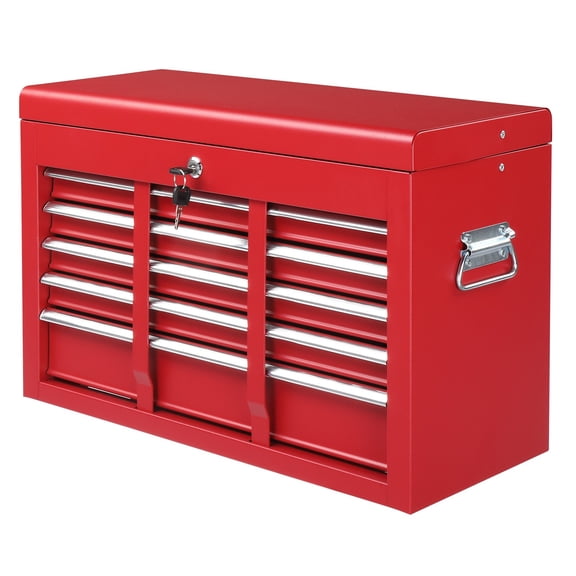 HaloHarness Metal Tool Box Organizer | Lockable Tool Chest | Toolbox with 5 Sliding Drawers | Large Tool Storage Box Organizer | Portable Toolchest with Keys for Garage Workshop and Tool Room | Red