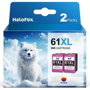 Halofox 61XL Color Ink Cartridge 61 XL Color Ink Cartridge 61 Ink for HP Ink 61 for Envy 4500 5530 5534 5535 Deskjet 1000 1010 1510 2540 2541 3050 OfficeJet 4630 4635 2620 Printer (Tri-color, 2-Pack)