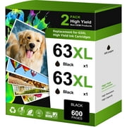 Halofox 63XL 63 Ink Cartridges | Compatible for HP Ink 63 Black, 2-Black