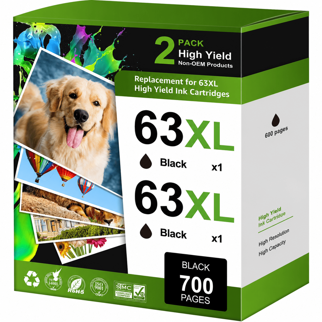 Halofox 63XL 63 Ink Cartridges | Compatible for Ink HP63 Black  Combo Pack (2-Black)