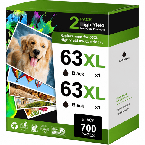 Halofox 63XL 63 Ink Cartridges | Compatible for Ink HP63 Black Combo Pack (2-Black)