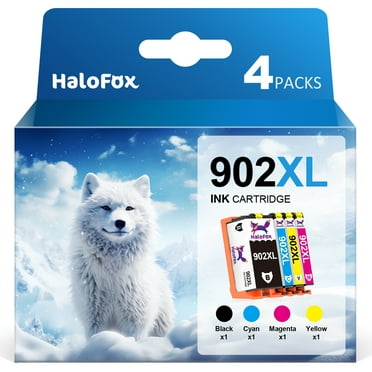 Halofox 902XL Ink 902XL Ink Cartridges Replacement for 902 HP 902XL Ink Cartridges for HP Officejet Pro 6978 Ink 6960 6962 6968 6954 6958 6950 6951 6970 (Black, Cyan, Magenta, Yellow, 4 Pack)