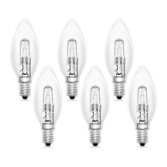 Halogen Bulb C35 E14 42W 230V, Transparent Candle Bulb E14 Dimmable Warm White 2700K 650Lm, Halogen Bulb C35 E14 For Chandeliers, Wall Lights, Ceiling Lights, Set Of 6